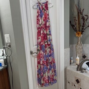LF Floral Halter Maxi Dress in Pink, Blue, Green